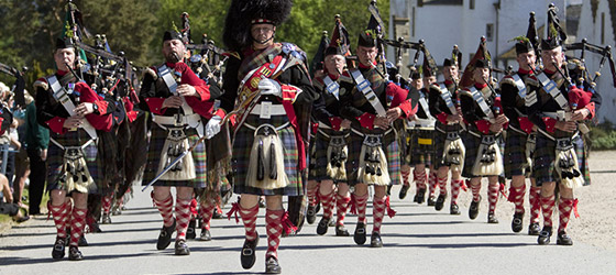 © Scottish Viewpoint - The Atholl Highlanders Parade held annually in May at Blair Castle, home of Europe's only legal private army, Blair Atholl, Perthshire.